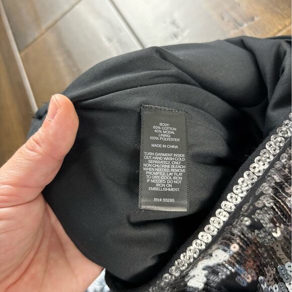 Express Factory Black& White Mini Sequin Skirt Art Deco Geometric Y2K Monochrome - Picture 8 of 9